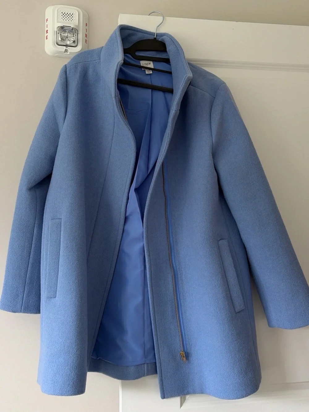KATE SPADE New York Light Blue Wool Blend Funnel Coat
